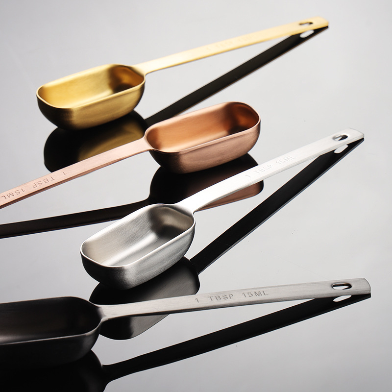 Jiasheng 304 oțel inoxidabil lingură de măsurat pătrată, 1 linguriță (15 ml), placată cu titan, multicolor, instrument pentru coacere și condimente