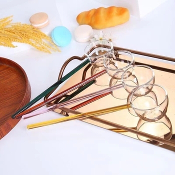 Lingură din sticlă borosilicată cu mâner lung, rezistentă la temperaturi înalte, pentru amestecare și asezonare, colorată, stil modern