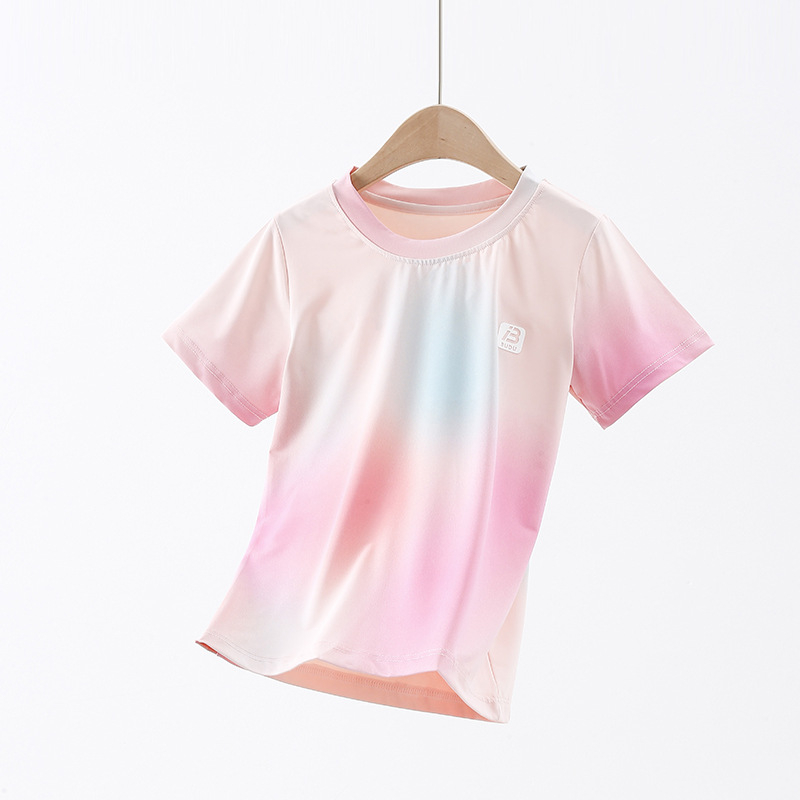 Ljetni dječji T-shirt s kratkim rukavima, brzo se suši, tie-dye uzorak, lagani sportski top za djecu