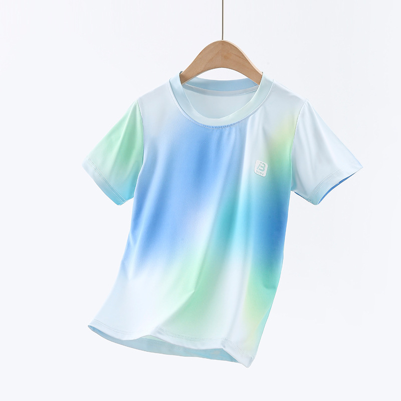 Ljetni dječji T-shirt s kratkim rukavima, brzo se suši, tie-dye uzorak, lagani sportski top za djecu