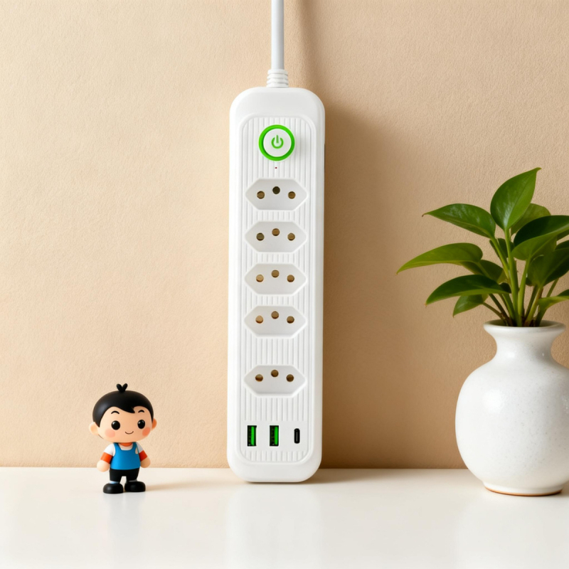 USB produžni utikač s više utičnica prema brazilskom standardu, za kućnu upotrebu, ured i putovanja