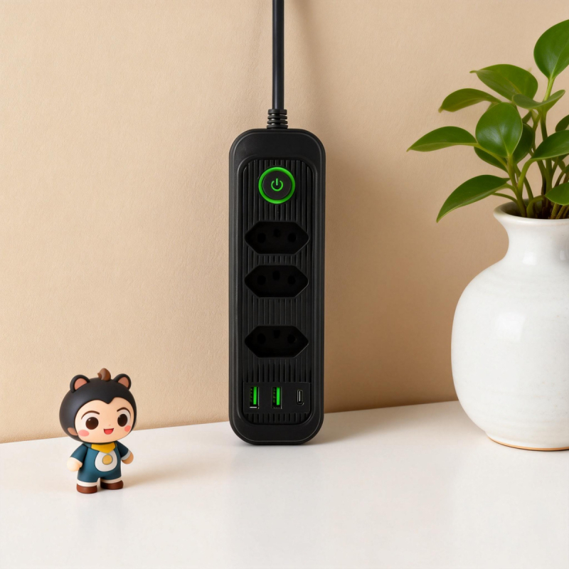 USB produžni utikač s više utičnica prema brazilskom standardu, za kućnu upotrebu, ured i putovanja