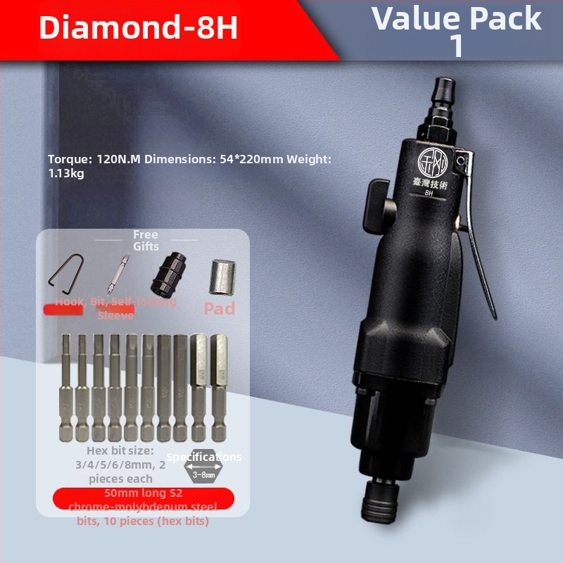 Diamantový pneumatický skrutkovač s vysokým krútiacim momentom, priemyselnej kvality, modely 5H–16H (5301, 5303)