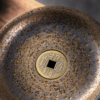 Suport ceramic pentru ceainic cu finisaj placat cu aur, stil vintage japonez, bază circulară pentru ceai și accesorii pentru ceai