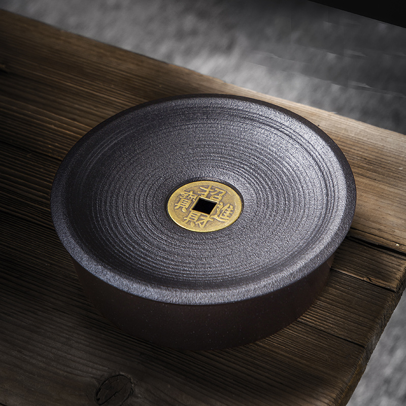 Suport ceramic pentru ceainic cu finisaj placat cu aur, stil vintage japonez, bază circulară pentru ceai și accesorii pentru ceai