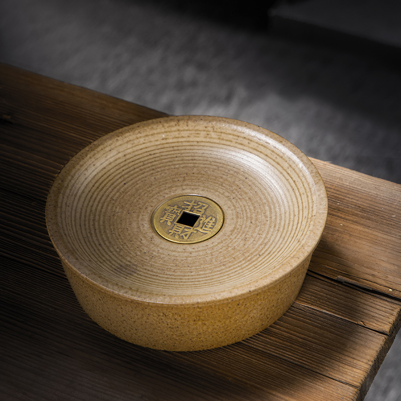 Suport ceramic pentru ceainic cu finisaj placat cu aur, stil vintage japonez, bază circulară pentru ceai și accesorii pentru ceai