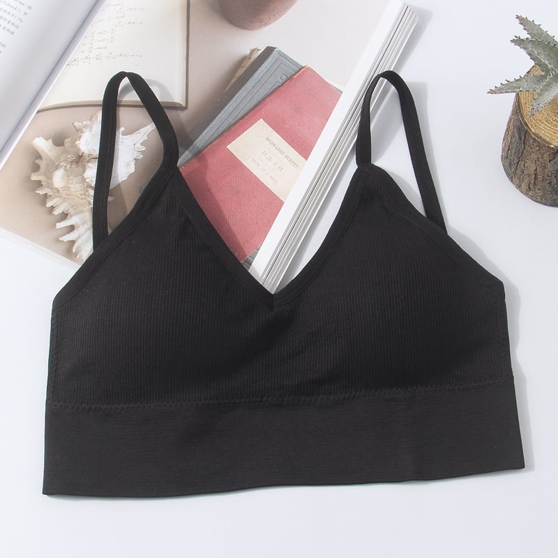 Bezšivna sportska grudnjica s velikim U-om leđa, franuske trokutaste košarice, V-izrez, seksi tube top