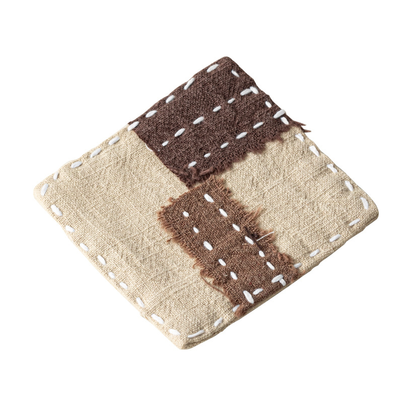 Prosop de masă din bumbac-lin, lucrat manual, absorbant, textile moi pentru uz casnic, suporturi pentru ceainic și cești, covorașe izolante termice, accesorii pentru ceremonia ceaiului