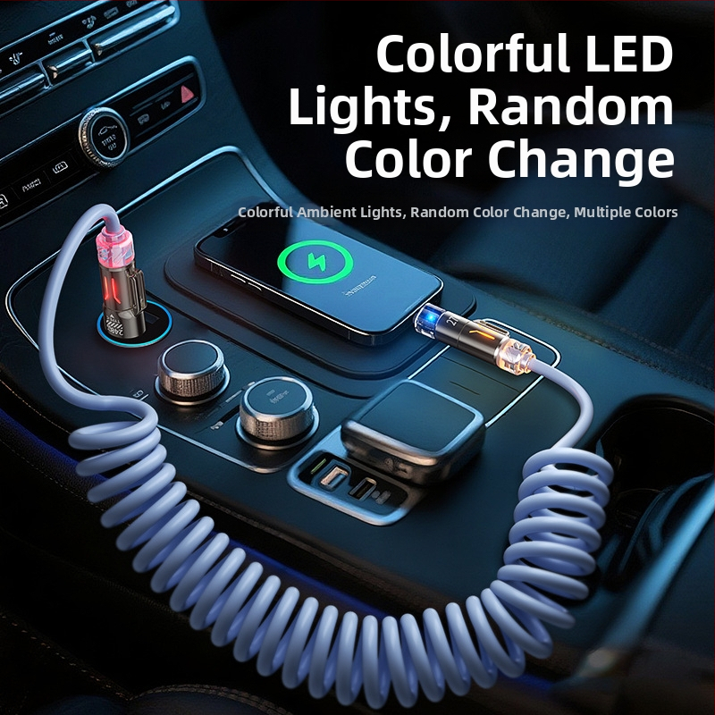 240W štyri v jednom autový dátový kábel s USB-C a Lightning — ultra rýchle nabíjanie, aromaterapia, dĺžka 1–2 m