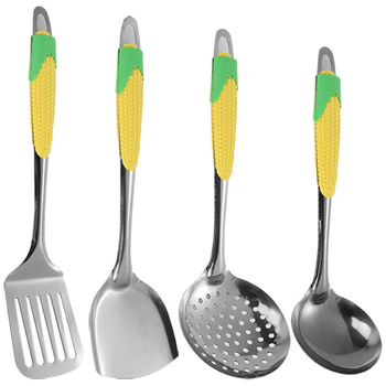 Set de ustensile din oțel inoxidabil pentru bucătărie: spatulă, lingură de supă, lingură de gătit, lingură strecurătoare, furculiță pentru carne, lingură pentru legume, lingură de orez