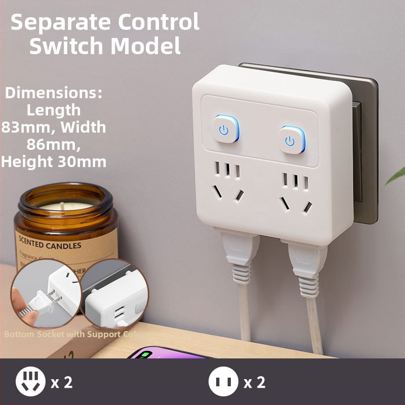 Jiatong Uredsko produžno priključak s digitalnim zaslonom i USB-om, Novi nacionalni standard, 10A, 220-250V, kabel, zaštita od preopterećenja