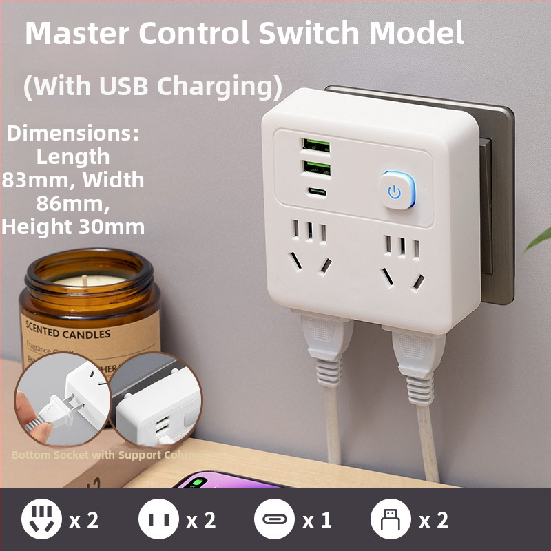 Jiatong Uredsko produžno priključak s digitalnim zaslonom i USB-om, Novi nacionalni standard, 10A, 220-250V, kabel, zaštita od preopterećenja