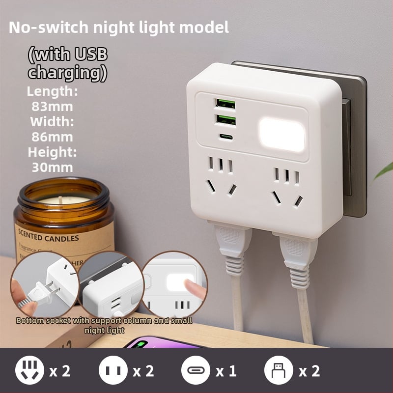 Jiatong Uredsko produžno priključak s digitalnim zaslonom i USB-om, Novi nacionalni standard, 10A, 220-250V, kabel, zaštita od preopterećenja