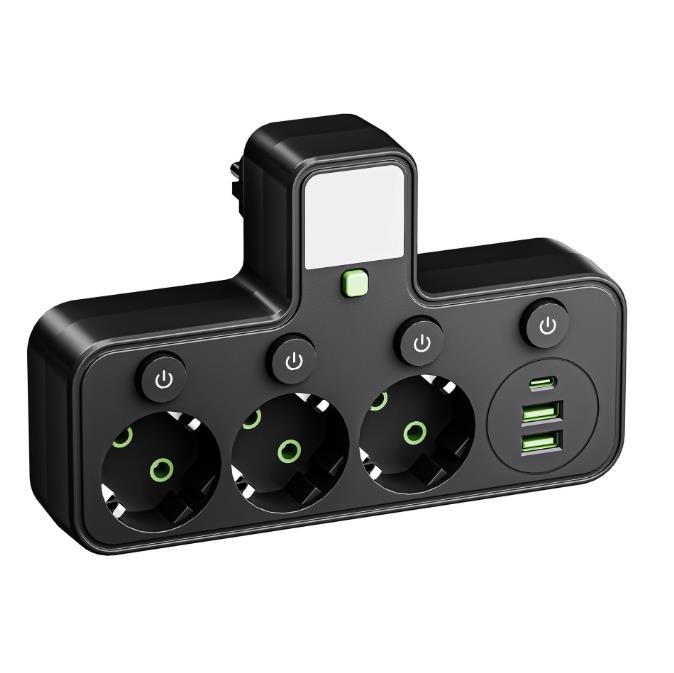 USB pametni produžni kabel s europskom utičnicom, pretvarač 1-3/1-4/1-5