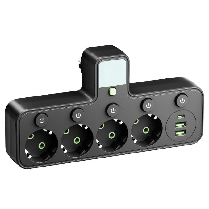 USB pametni produžni kabel s europskom utičnicom, pretvarač 1-3/1-4/1-5