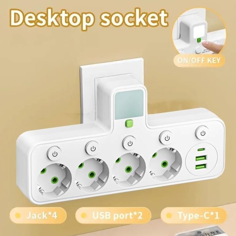 USB pametni produžni kabel s europskom utičnicom, pretvarač 1-3/1-4/1-5