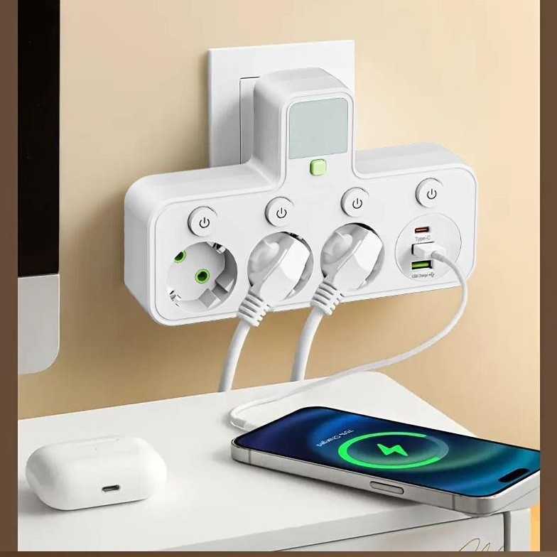 USB pametni produžni kabel s europskom utičnicom, pretvarač 1-3/1-4/1-5
