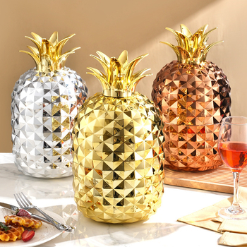 Set de 24 tacâmuri din oțel inoxidabil cu motif ananas – cuțit, furculiță și lingură; oțel inoxidabil 410; design modern minimalist; culori: argintiu, auriu, roz auriu.