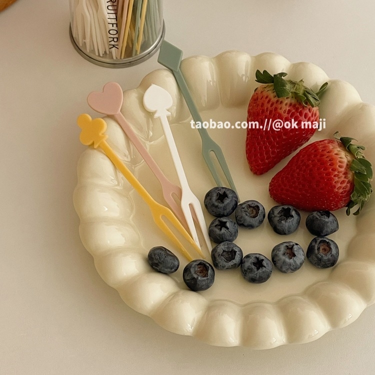 Furculițe creative pentru fructe cu borcan de depozitare – furculițe din plastic de unică folosință pentru fructe, gustări, prăjituri și deserturi