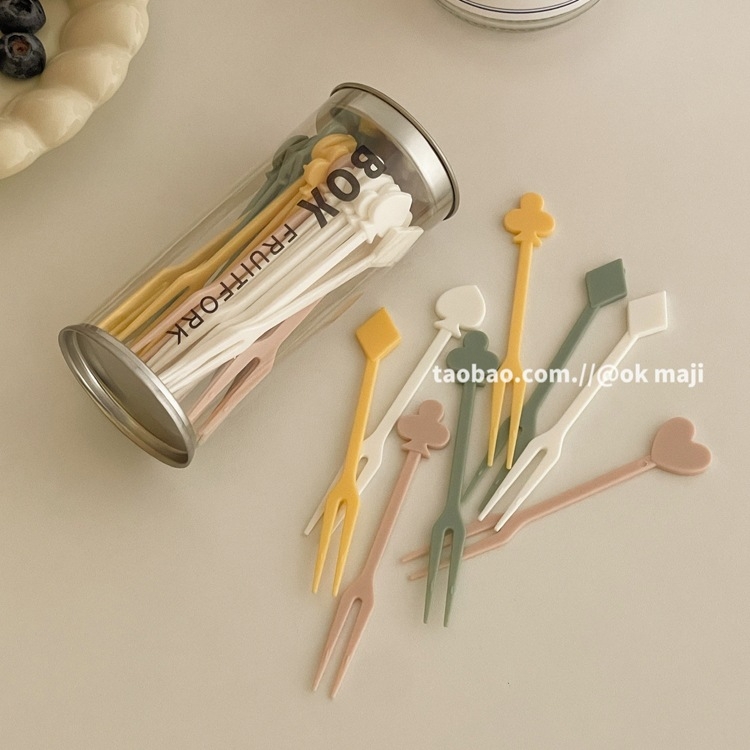 Furculițe creative pentru fructe cu borcan de depozitare – furculițe din plastic de unică folosință pentru fructe, gustări, prăjituri și deserturi