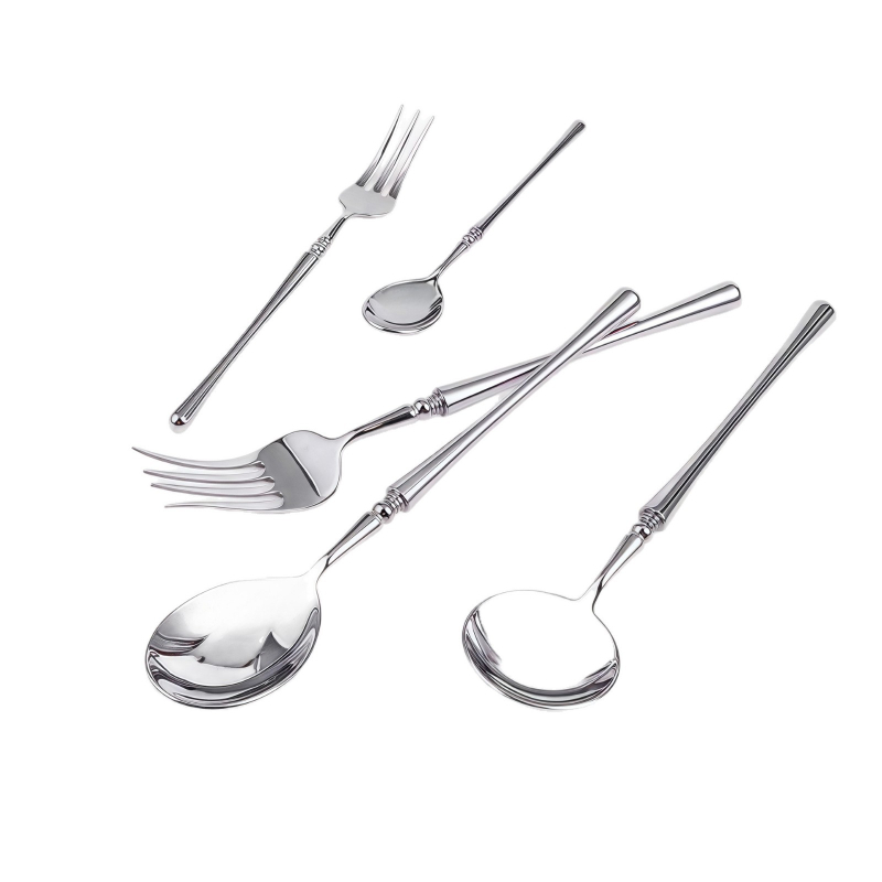 Set de tacâmuri din oțel inoxidabil 304, stil franțuzesc, cuțit, furculiță și lingură, talie subțire