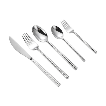 Daoqi 304 oțel inoxidabil – tacâmuri occidentale cu finisaj ciocănit, set cuțit pentru steak, furcă, lingură, furculiță de desert, furculiță de tort