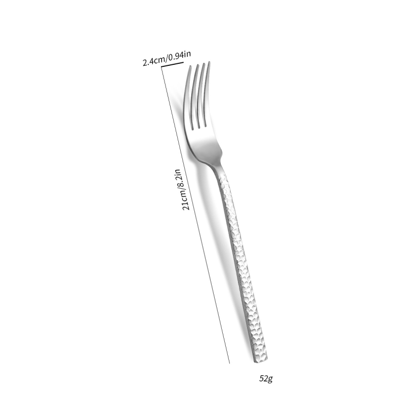 Set tacâmuri din oțel inoxidabil cu textură ciocănată, cuțit pentru steak, furculițe, linguri și lingură de cafea, stil nordic, calitate premium