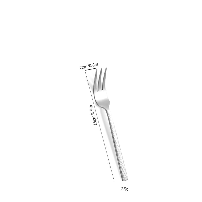 Set tacâmuri din oțel inoxidabil cu textură ciocănată, cuțit pentru steak, furculițe, linguri și lingură de cafea, stil nordic, calitate premium