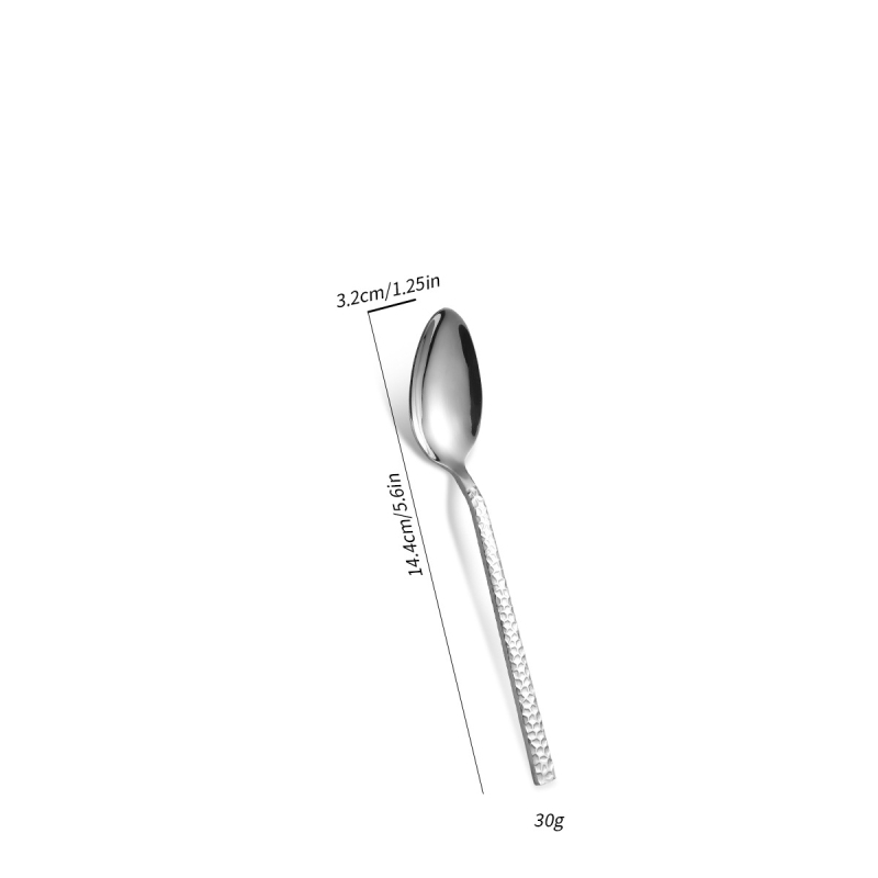Set tacâmuri din oțel inoxidabil cu textură ciocănată, cuțit pentru steak, furculițe, linguri și lingură de cafea, stil nordic, calitate premium