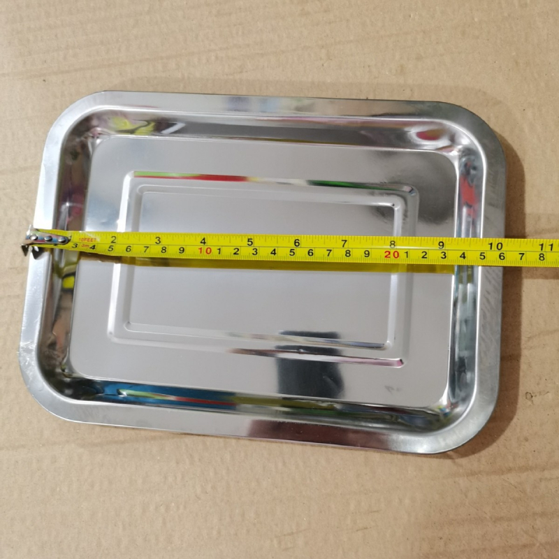 Vas dreptunghiular din oțel inoxidabil, adâncime mică, suprafață șlefuită, potrivit pentru grătar, gătit la abur și uz casnic