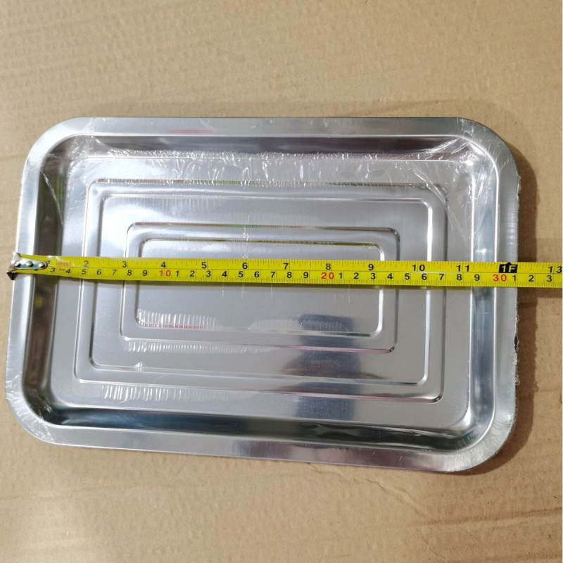 Vas dreptunghiular din oțel inoxidabil, adâncime mică, suprafață șlefuită, potrivit pentru grătar, gătit la abur și uz casnic