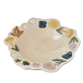 Set retro din ceramică lucrat manual, cu culoare sub glazură: bol pentru orez, cană pentru mic dejun, farfurie de desert și bol pentru salată
