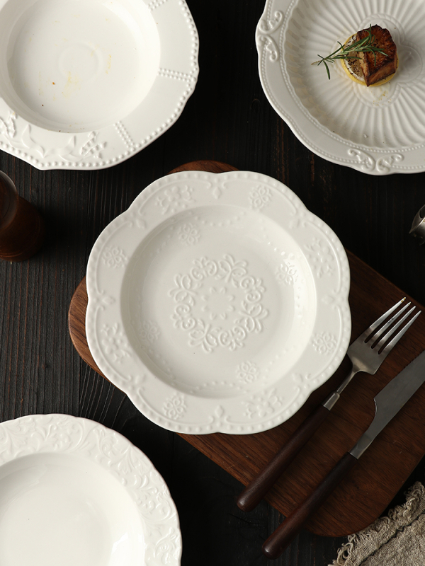 Farfurie ceramică rotundă, cu dungi, stil Nordic, diametru 12–12,9 cm