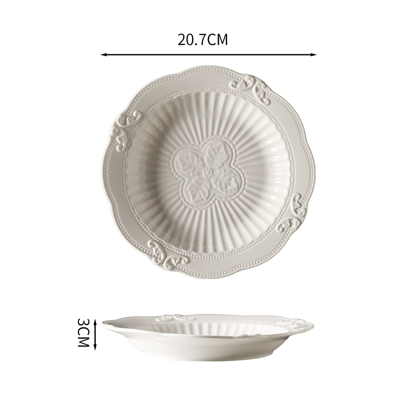 Farfurie ceramică rotundă, cu dungi, stil Nordic, diametru 12–12,9 cm