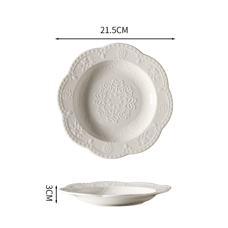Farfurie ceramică rotundă, cu dungi, stil Nordic, diametru 12–12,9 cm