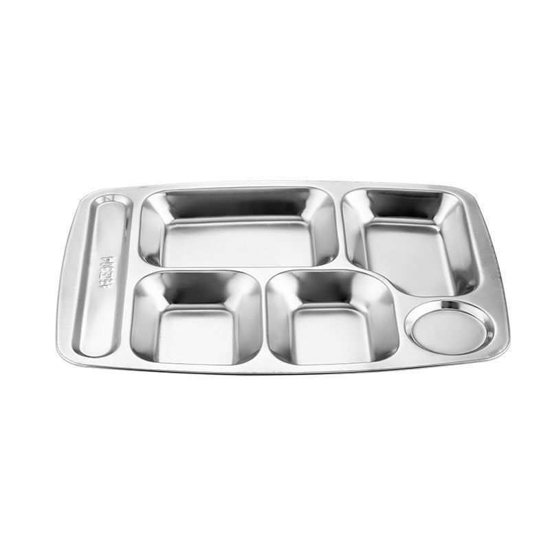 Set de 10 farfurii din oțel inoxidabil 304, cu divizoare, grosime mărită, pentru cantina copiilor