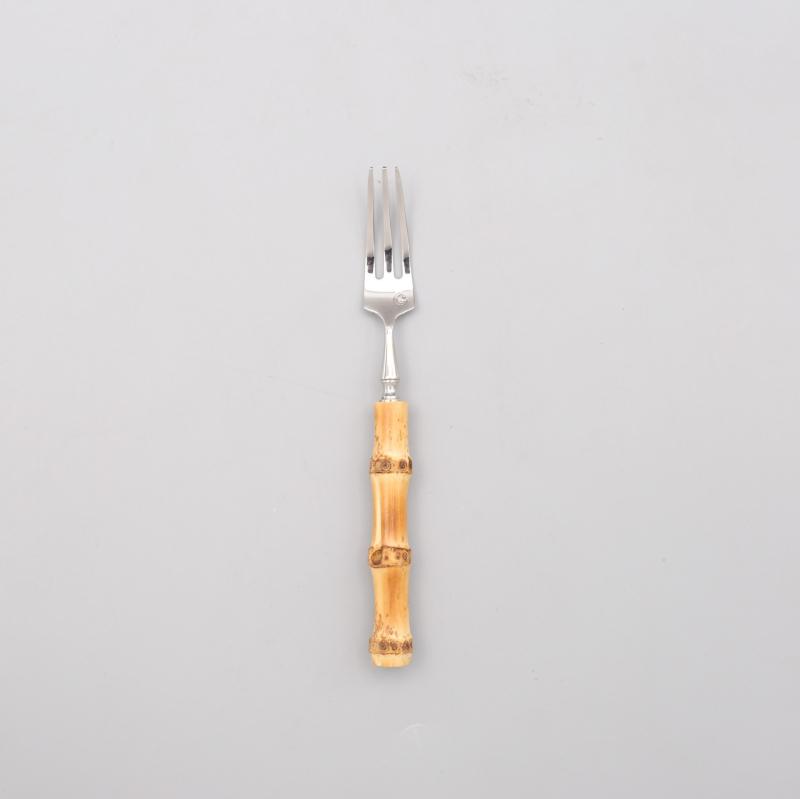 Set de tacâmuri occidentale din oțel inoxidabil 304, 5 piese: cuțit pentru steak, furculiță, lingură, linguriță și furculiță de desert — design inspirat de bambus