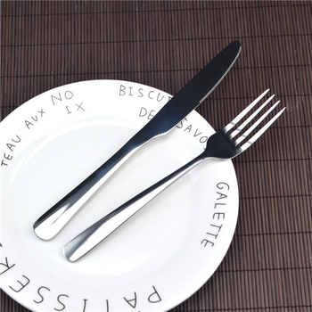 Cuțit și furculiță pentru steak din oțel inoxidabil, set de 2 piese, stil occidental, finisaj oglindă, stil hotelier