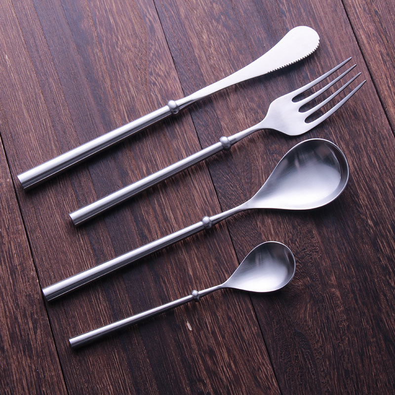 Set de tacâmuri occidentale din oțel inoxidabil 304: cuțit pentru steak, furculiță, lingură și bețișoare