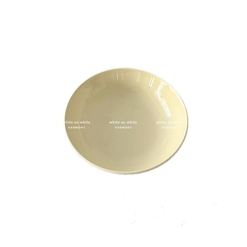 Farfurie de desert din porțelan crem, rotundă, diametru 14–14,9 cm, pentru fructe și deserturi, stil modern minimalist