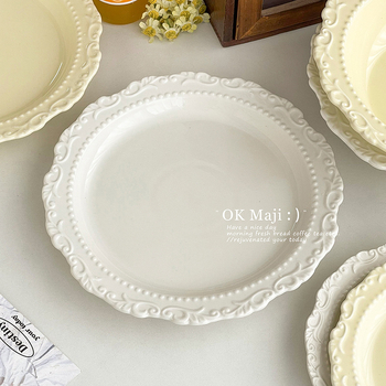 Farfurie de cină în stil occidental, ceramică, aspect elegant de lux, pentru steak, utilizare casnică, veselă în stil franuzesc
