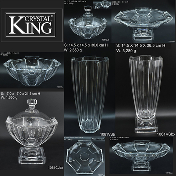 KING Farfurie de fructe din sticlă cristal transparent, cu capac, vas decorativ mare pentru fructe sau salată