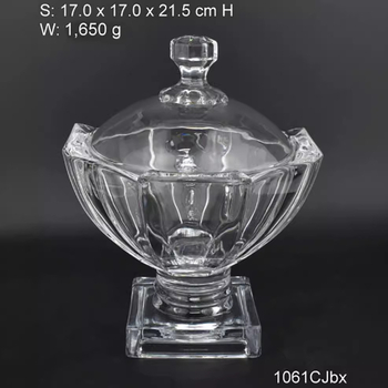 KING Farfurie de fructe din sticlă cristal transparent, cu capac, vas decorativ mare pentru fructe sau salată