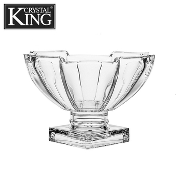 KING Farfurie de fructe din sticlă cristal transparent, cu capac, vas decorativ mare pentru fructe sau salată