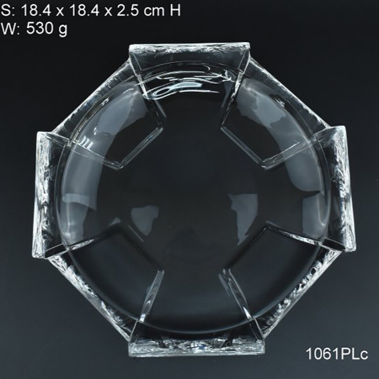 KING Farfurie de fructe din sticlă cristal transparent, cu capac, vas decorativ mare pentru fructe sau salată