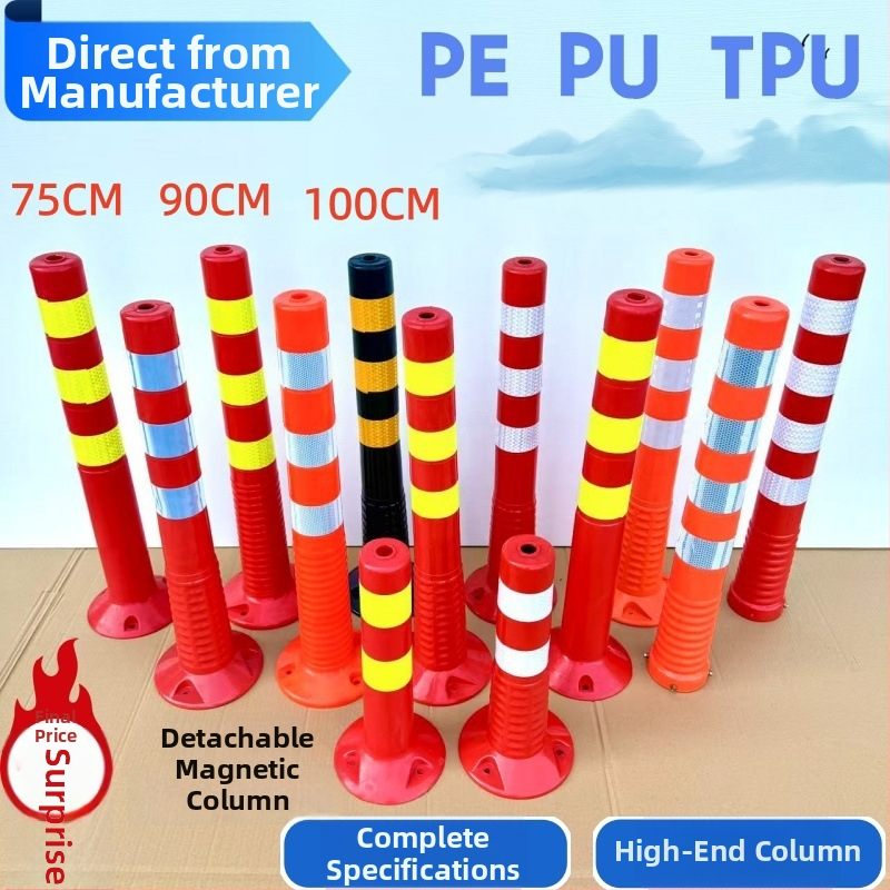 75 cm plastová výstražná stĺpka s PU elastickým jadrom a TPU reflexnou plochou, proti nárazu, výška 90–100 cm