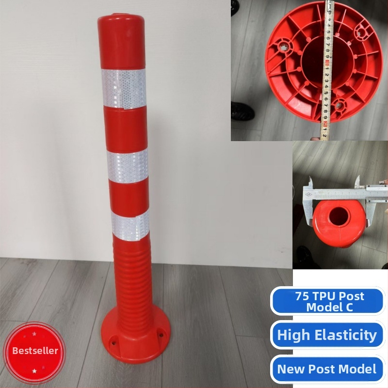 75 cm plastová výstražná stĺpka s PU elastickým jadrom a TPU reflexnou plochou, proti nárazu, výška 90–100 cm