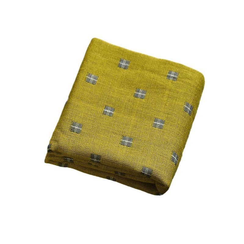 Prosop de ceai din bumbac-lin, model pătrat Zen în carouri, material absorbant, covoraș mic pentru ceai, suprafață elegantă pentru masă de ceai