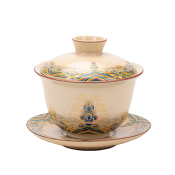Ceașcă de ceai cu capac din Ru Kiln, ceramică, set Gongfu de înaltă calitate