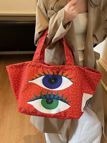 Ženska tote torba u japanskom stilu, lagana luksuzna dnevna torba, velika zapremina, platnena torba za nošenje preko ramena, motiv tikve s točkicama